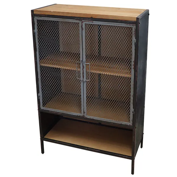 キュリオジテメッシュキャビネットウッドメタル