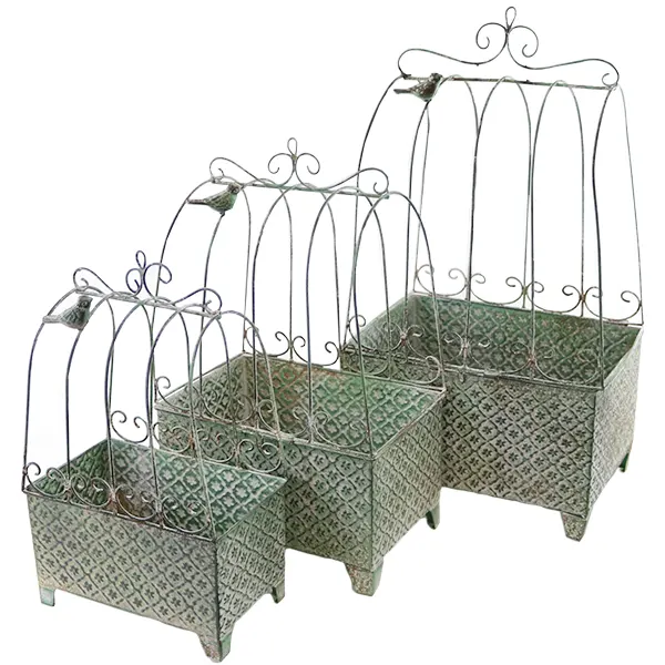 ヴィンテージ ハウス型プランター3個セット