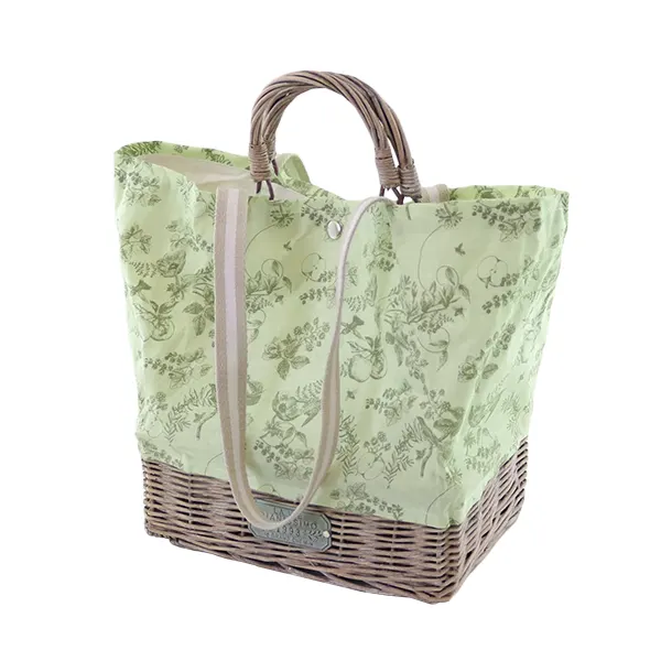 ジュイ柄バスケット レクタングル ダブルショルダー Green